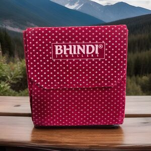 Rare Bhindi Jewellers red Velvet Jewelry Case